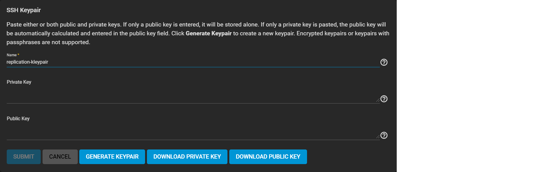 System SSH Keypairs Add